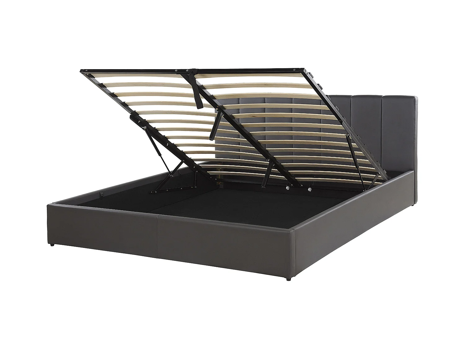 Lit ottoman Cuir PU DREUX 160 x 200 cm Gris foncé