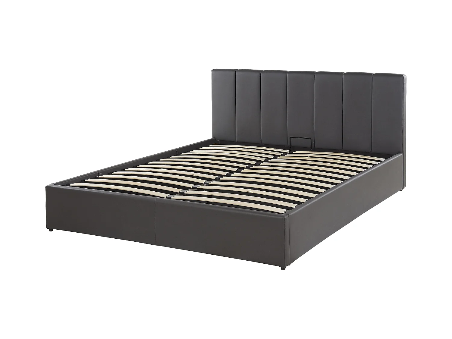 Lit ottoman Cuir PU DREUX 160 x 200 cm Gris foncé