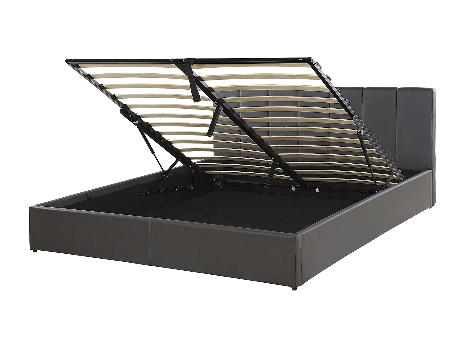 Lit ottoman Cuir PU DREUX 160 x 200 cm Gris foncé