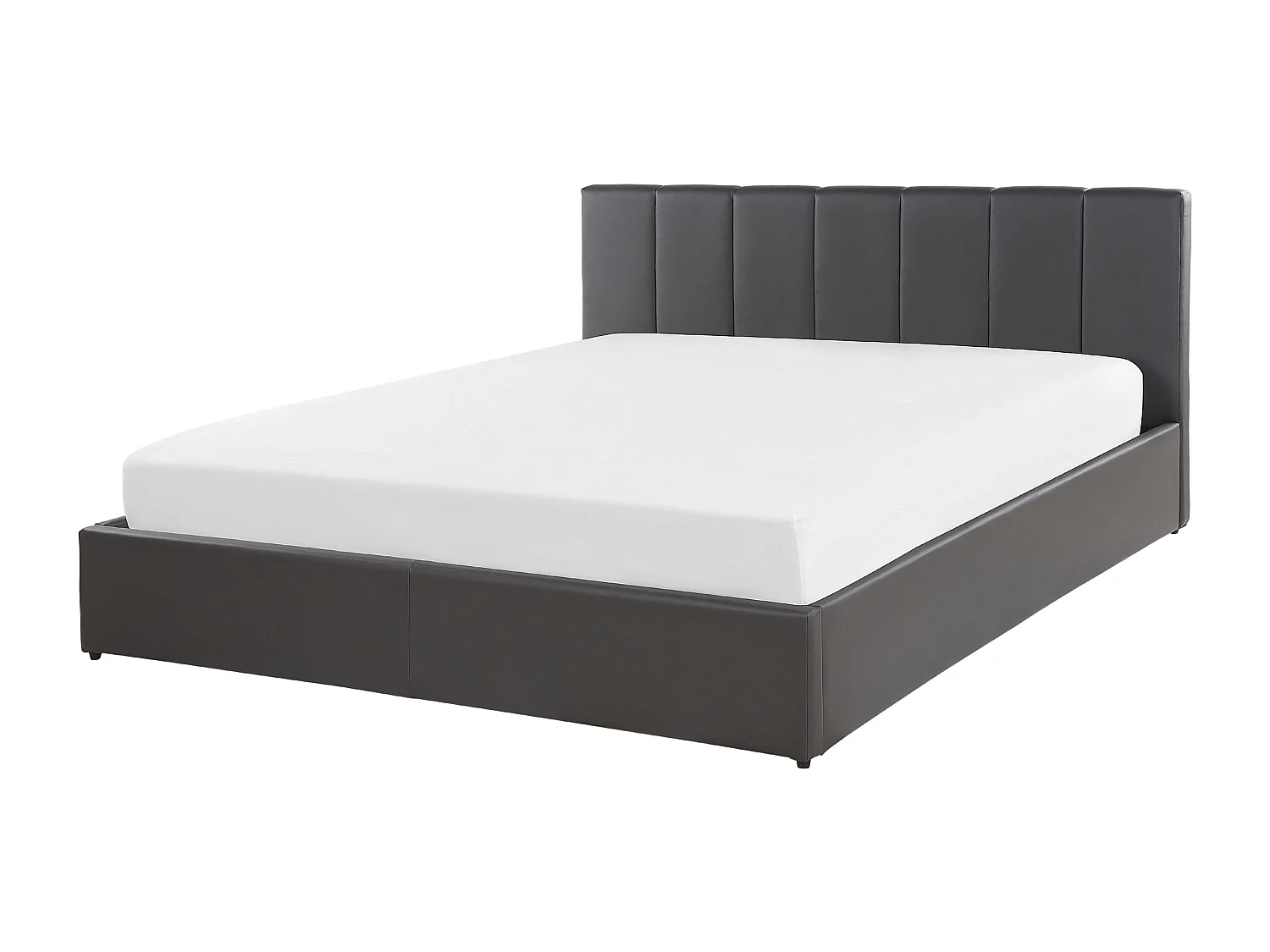 Letto contenitore Pelle sintetica DREUX 160 x 200 cm Grigio scuro