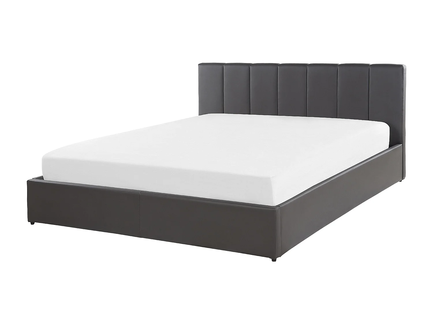 Letto contenitore Pelle sintetica DREUX 160 x 200 cm Grigio scuro