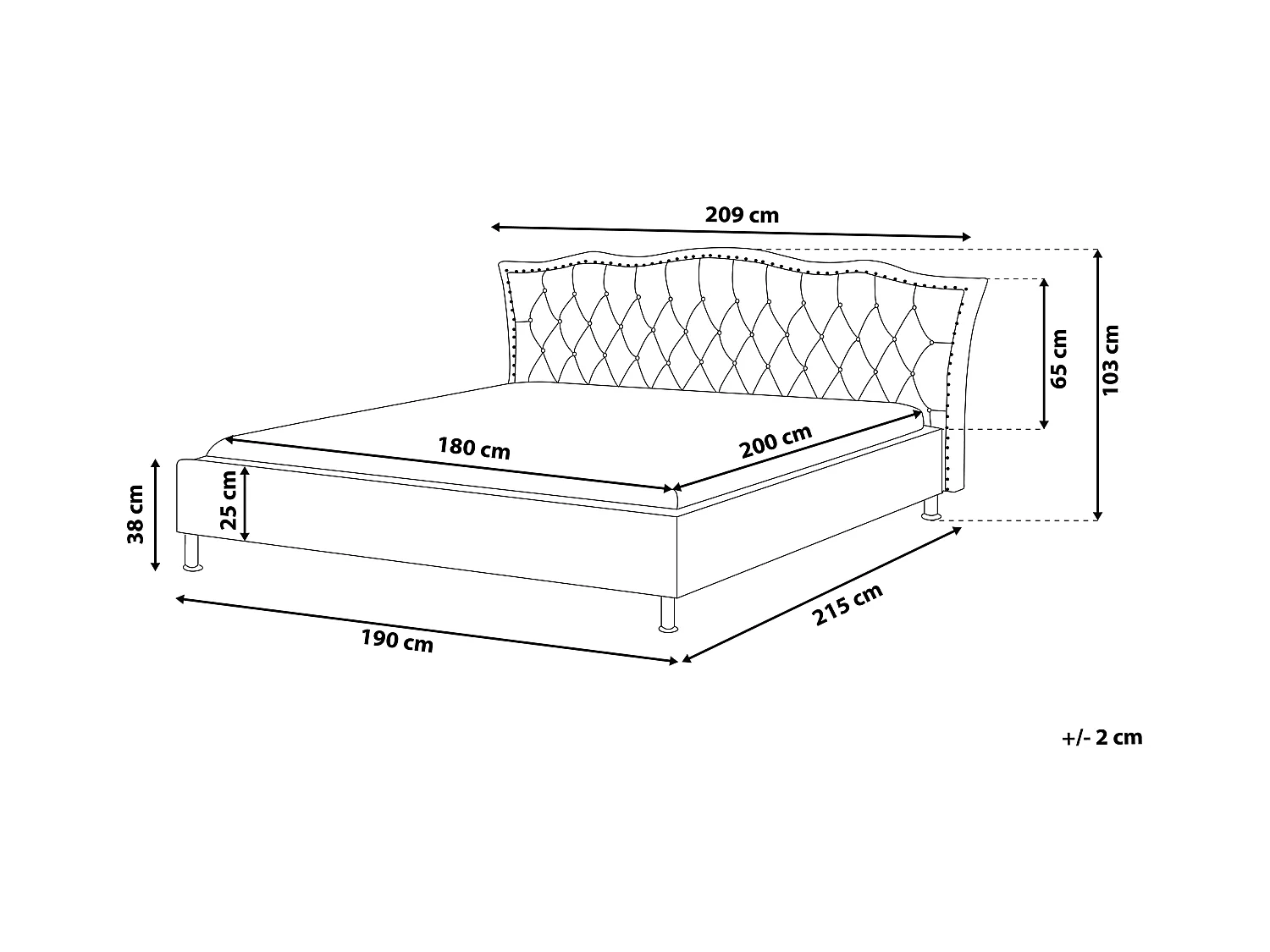 Bed Fluweel METZ 180 x 200 cm Donkergrijs