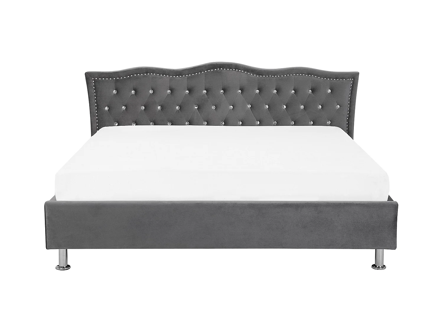 Bed Fluweel METZ 180 x 200 cm Donkergrijs