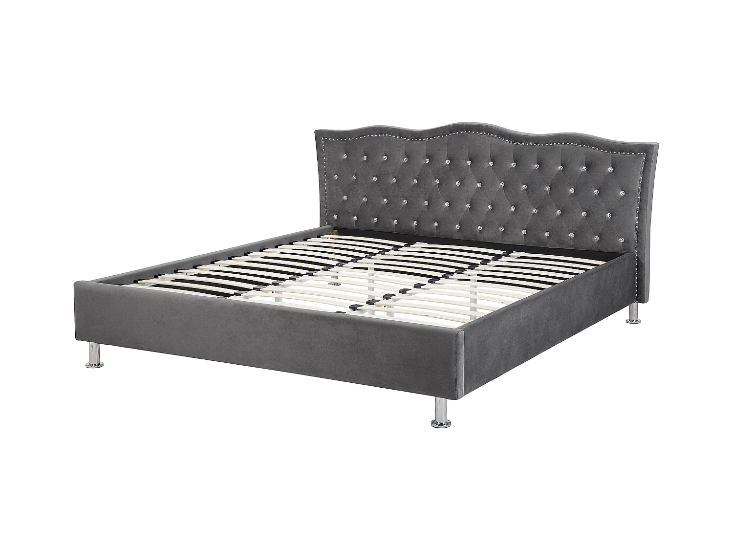 Bed Fluweel METZ 180 x 200 cm Donkergrijs