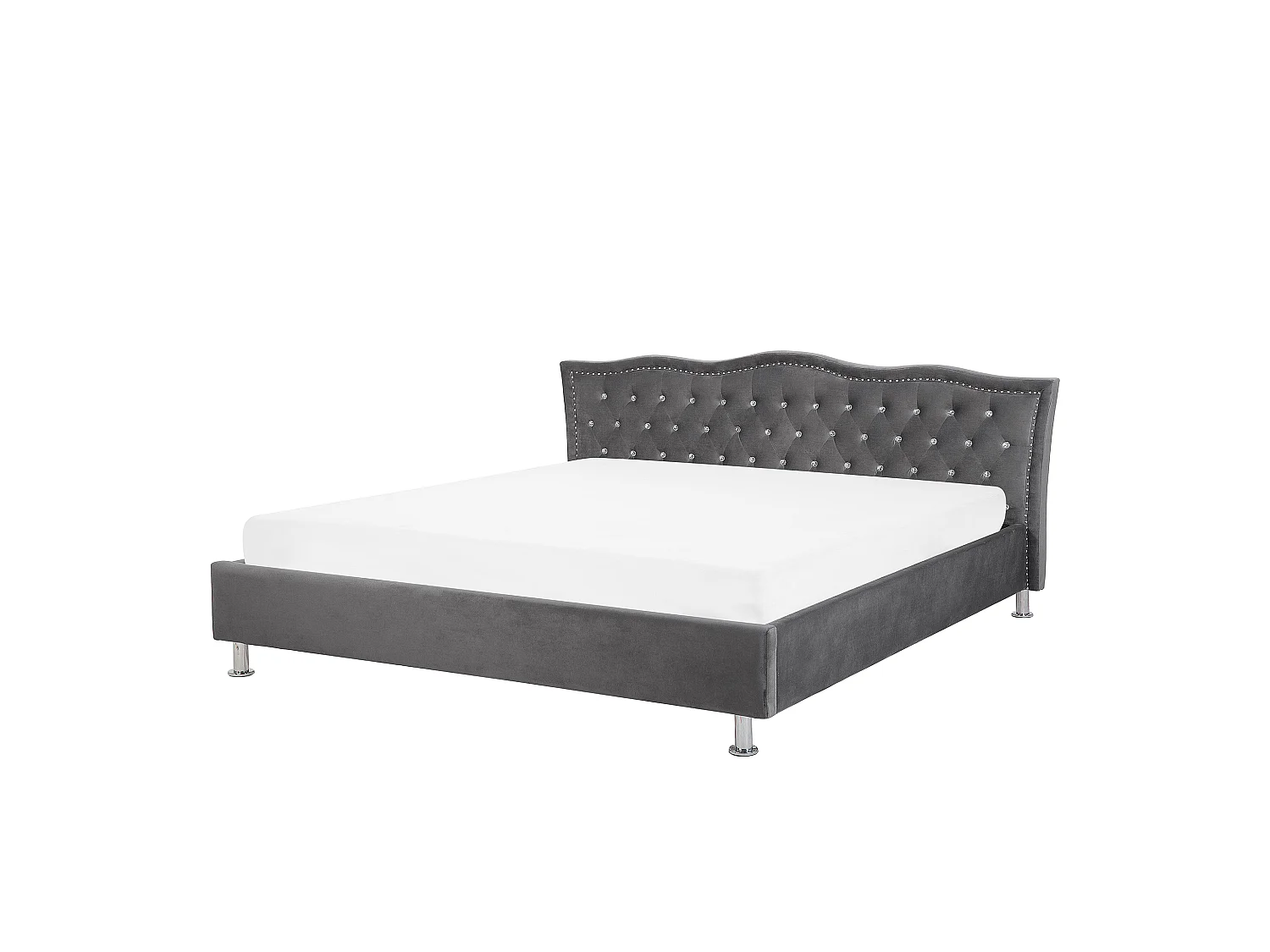 Lit avec sommier Velours METZ 180 x 200 cm Gris foncé