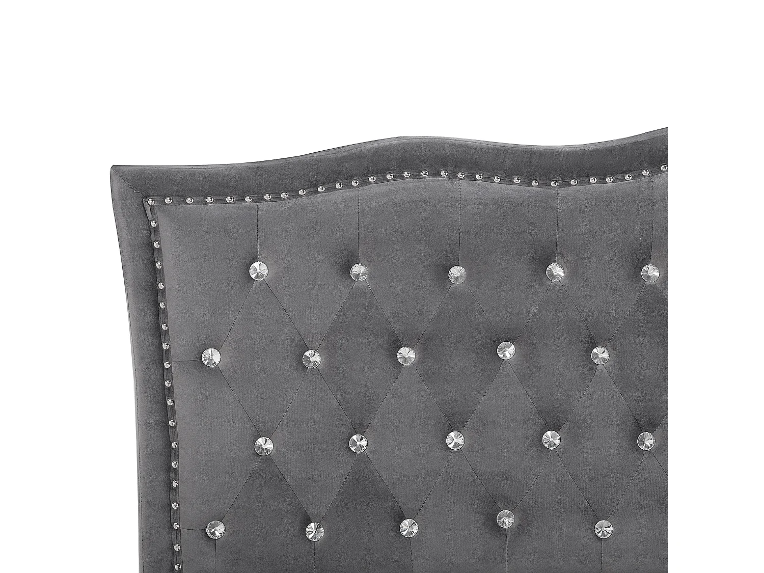 Lit avec sommier Velours METZ 180 x 200 cm Gris foncé