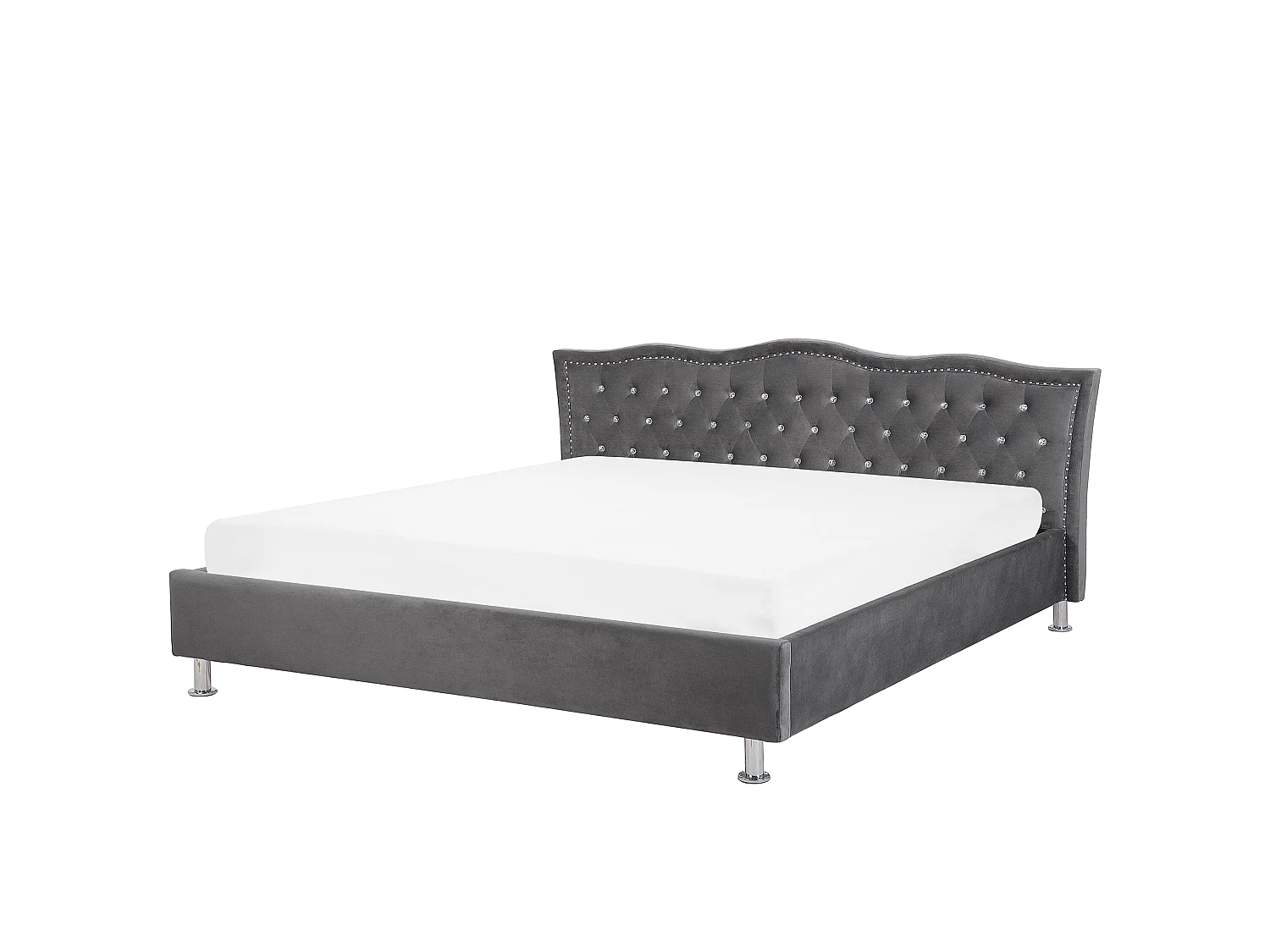 Bed Fluweel METZ 180 x 200 cm Donkergrijs