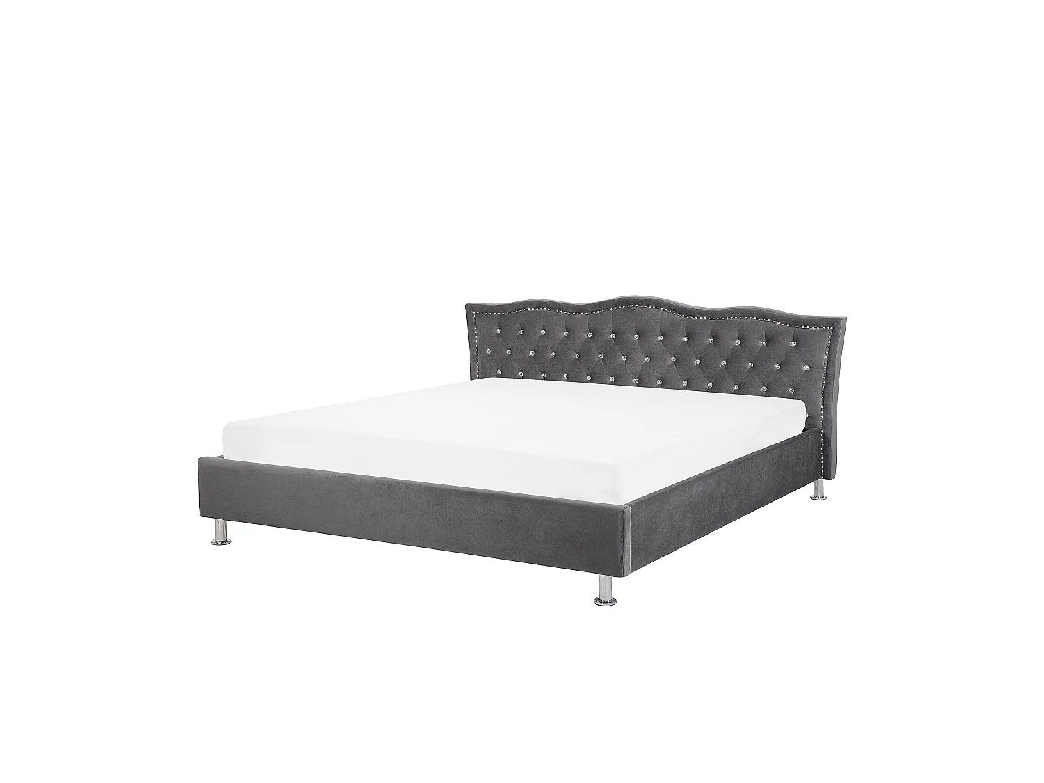 Cama Veludo METZ 180 x 200 cm Cinzento escuro