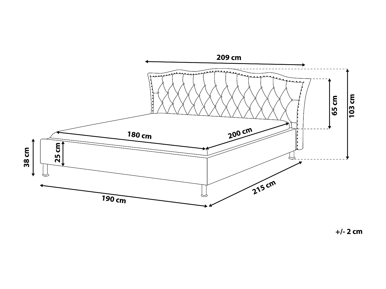 Cama Veludo METZ 180 x 200 cm Cinzento escuro