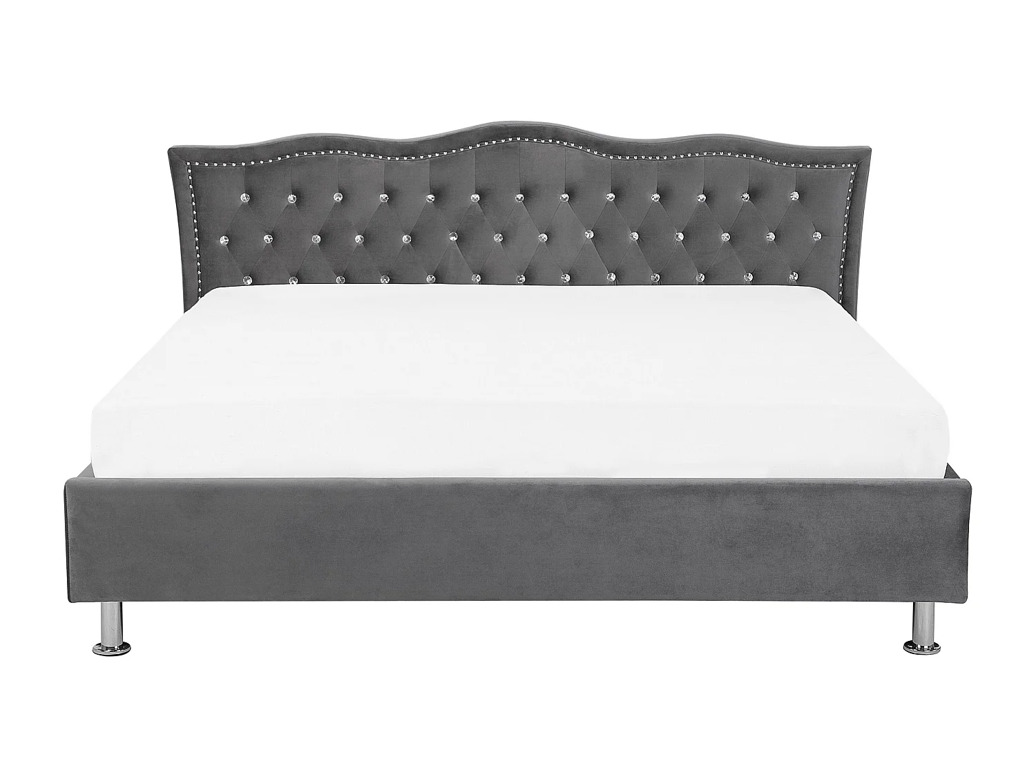 Cama Veludo METZ 180 x 200 cm Cinzento escuro