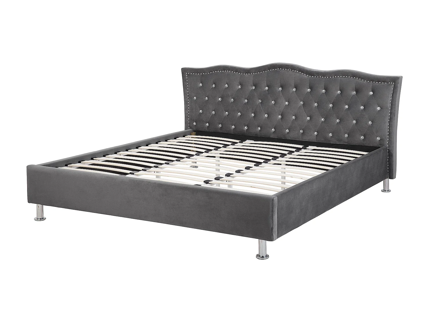 Cama Veludo METZ 180 x 200 cm Cinzento escuro