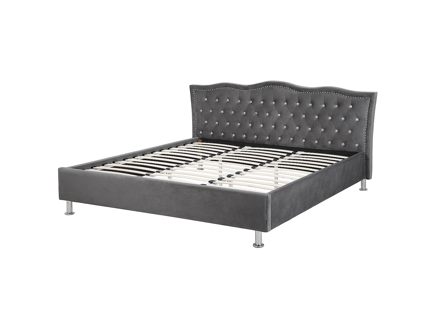 Lit avec sommier Velours METZ 180 x 200 cm Gris foncé