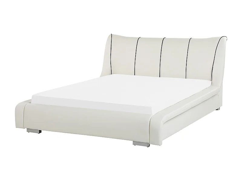 Lit avec sommier Cuir NANTES 140 x 200 cm Blanc cassé