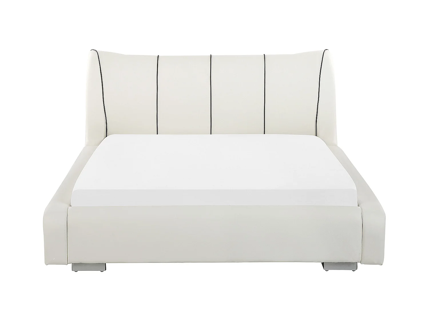 Bed Leer NANTES 140 x 200 cm Gebroken wit