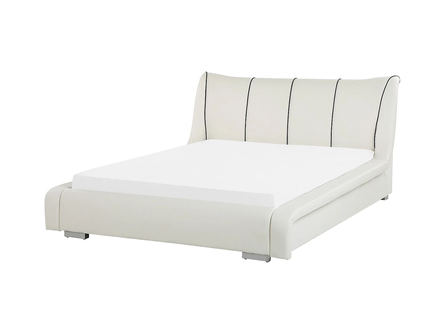 Lit avec sommier Cuir NANTES 140 x 200 cm Blanc cassé