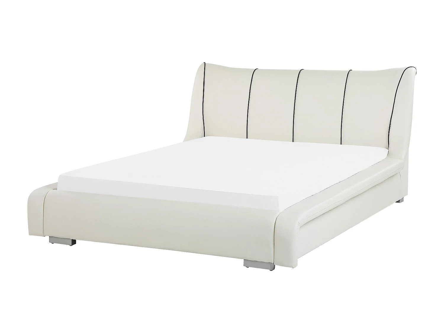 Lit avec sommier Cuir NANTES 140 x 200 cm Blanc cassé