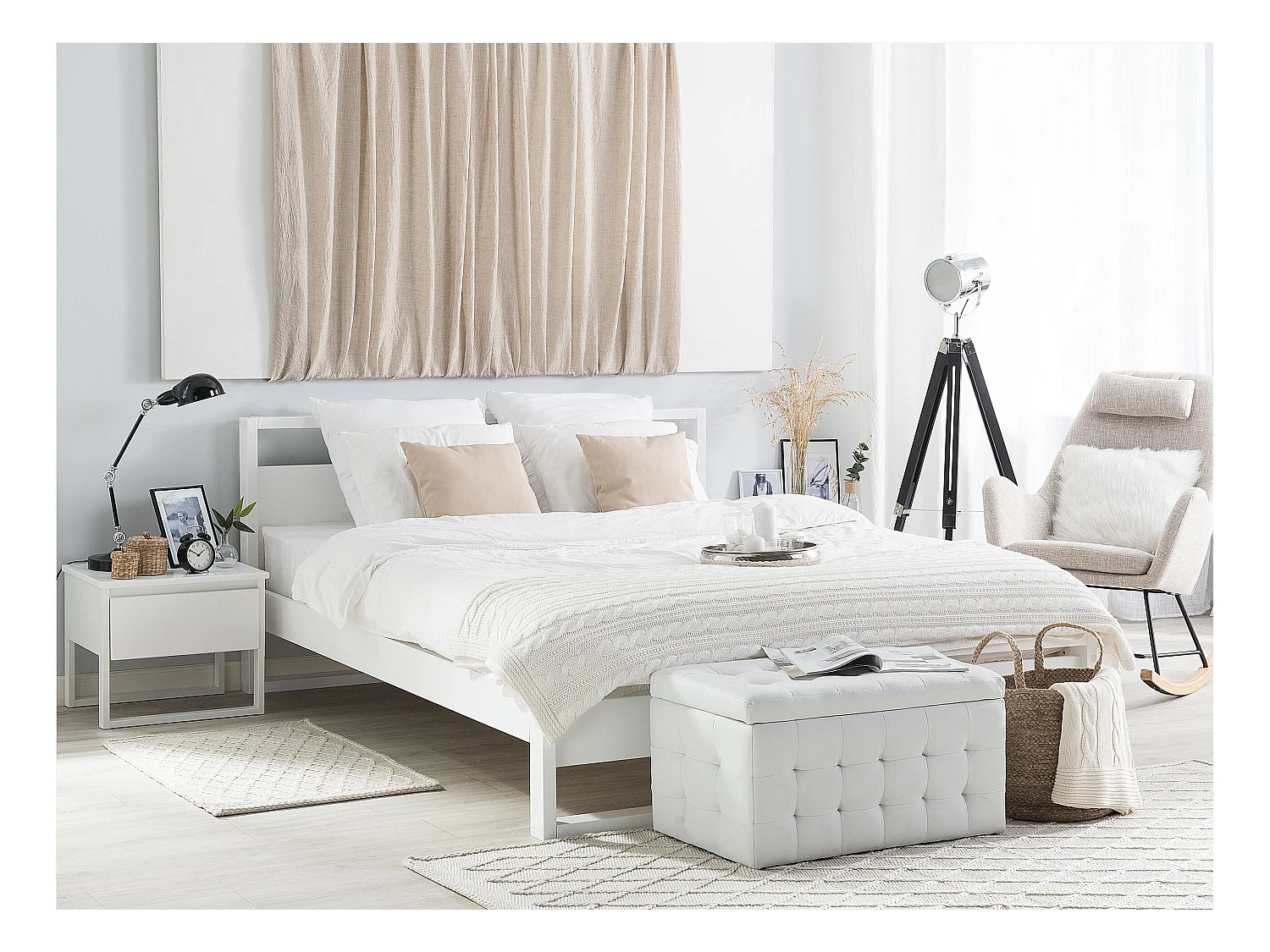 Lit avec sommier Bois de pin GIULIA 180 x 200 cm Blanc