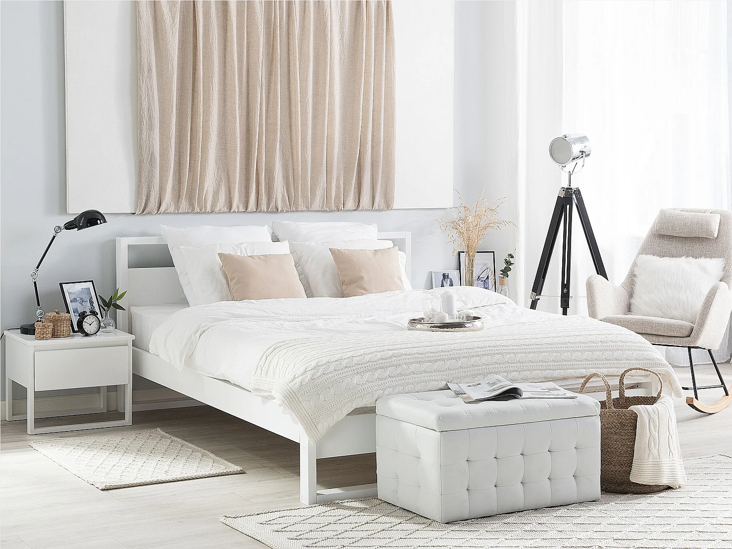 Lit avec sommier Bois de pin GIULIA 180 x 200 cm Blanc
