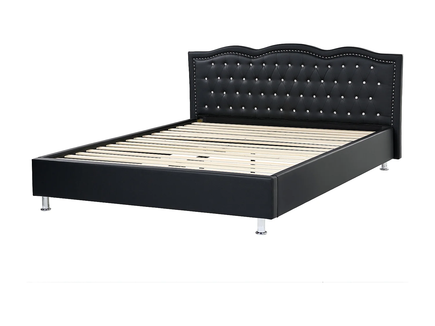 Lit avec sommier Cuir PU METZ 180 x 200 cm Noir