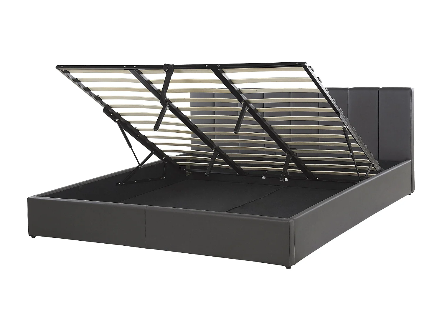 Lit ottoman Cuir PU DREUX 180 x 200 cm Gris foncé