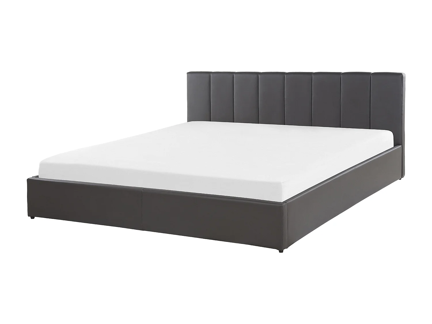 Lit ottoman Cuir PU DREUX 180 x 200 cm Gris foncé