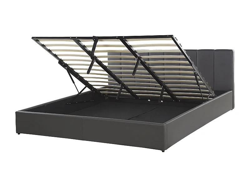 Letto con ottomano Pelle sintetica DREUX 180 x 200 cm Grigio scuro