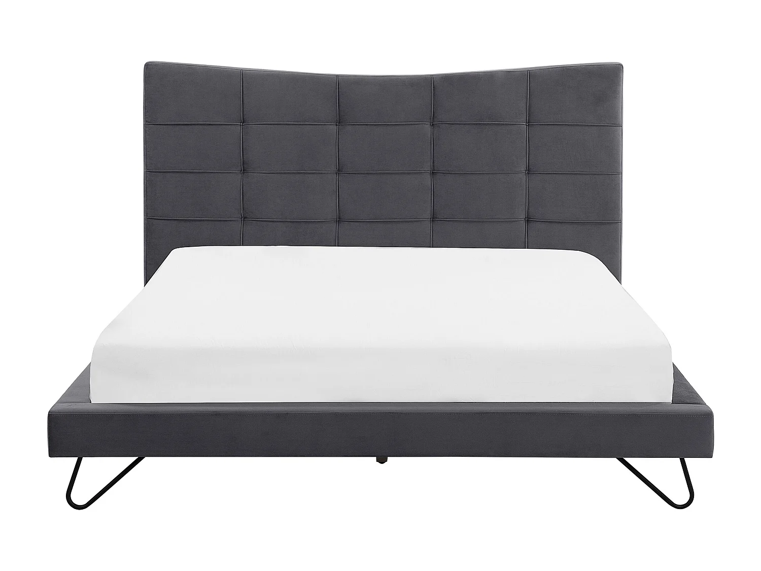 Lit avec sommier Velours LANNION 160 x 200 cm Gris foncé