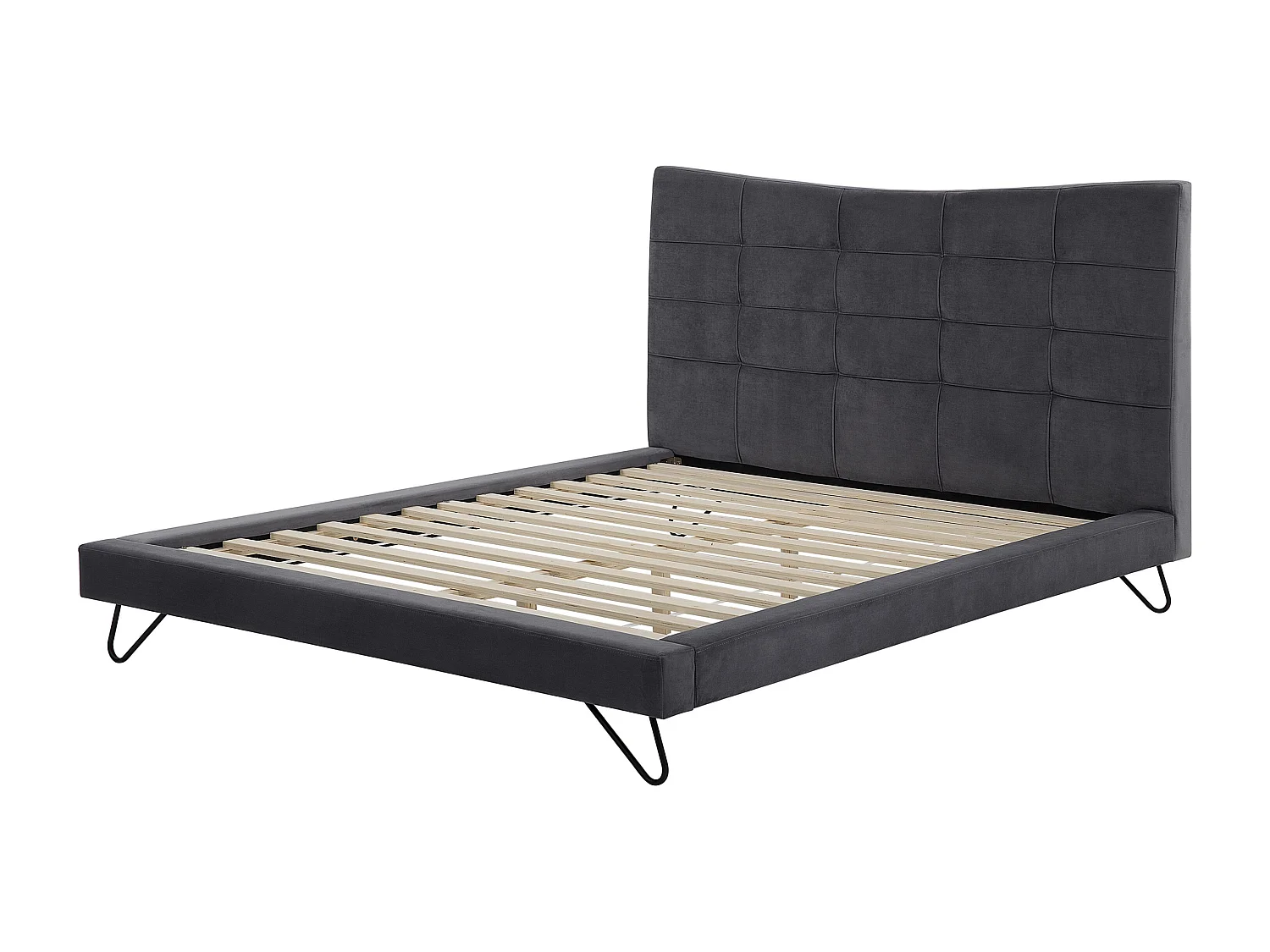 Lit avec sommier Velours LANNION 160 x 200 cm Gris foncé