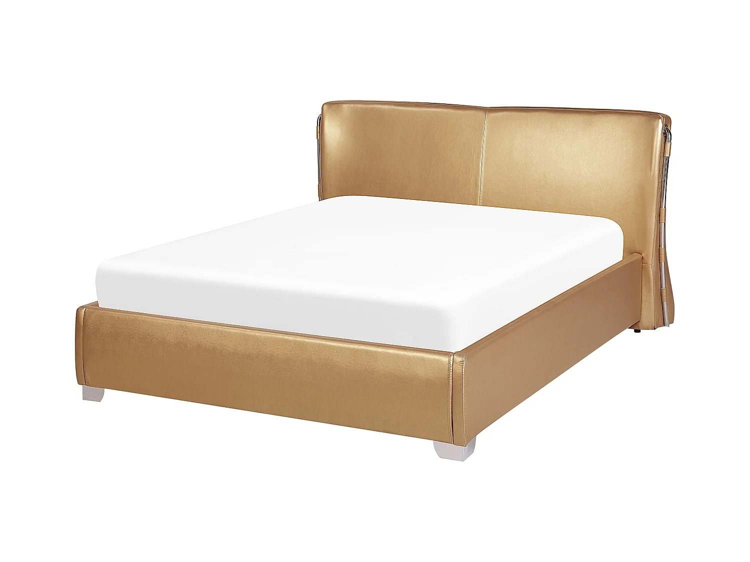 Extravagantes Lederbett in Gold 140x200 cm Paris