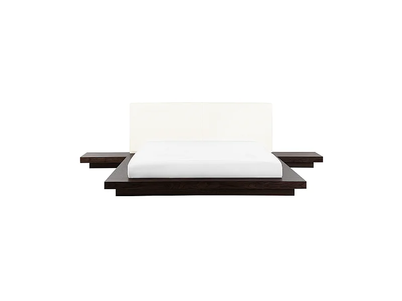 Lit avec sommier Cuir PU ZEN 180 x 200 cm Frêne foncé