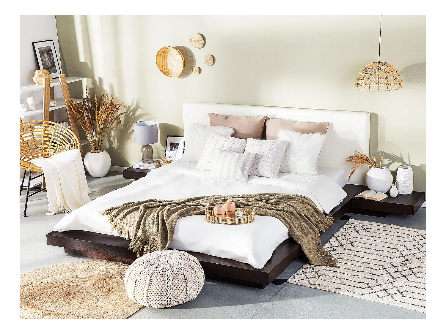 Letto Pelle sintetica ZEN 180 x 200 cm Frasino scuro