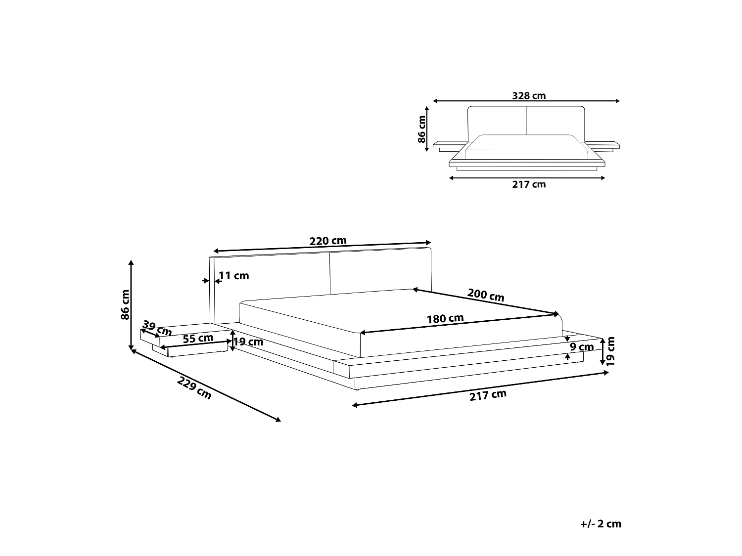 Letto Pelle sintetica ZEN 180 x 200 cm Frasino scuro