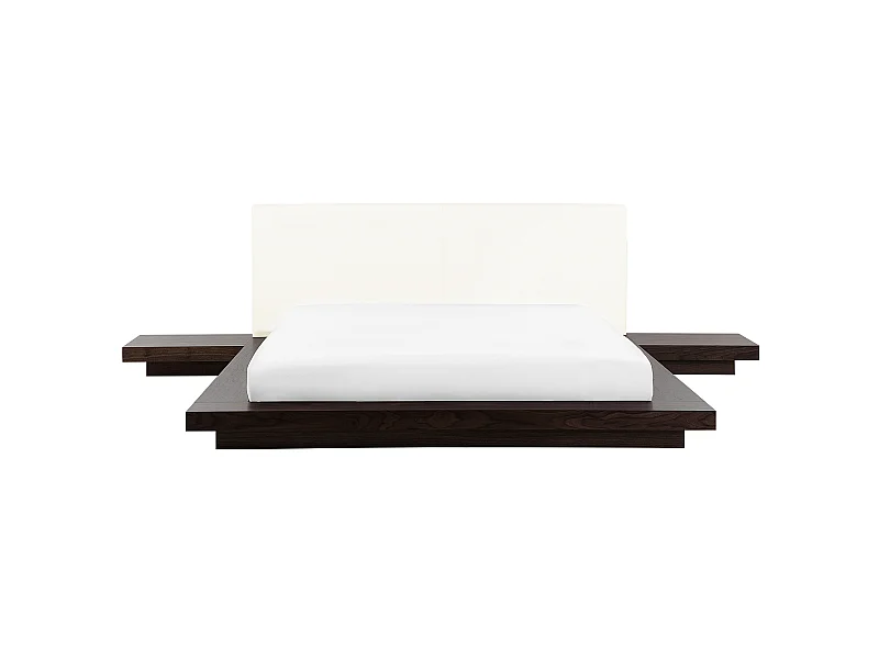 Lit avec sommier Cuir PU ZEN 180 x 200 cm Frêne foncé
