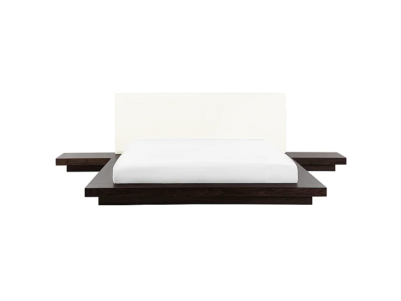 Lit avec sommier Cuir PU ZEN 180 x 200 cm Frêne foncé