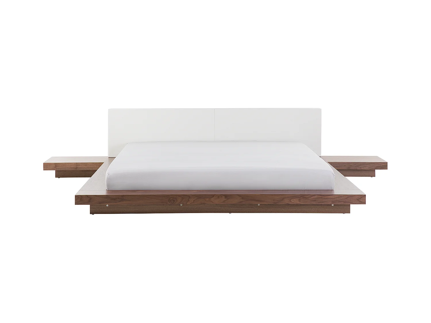 Bett Kunstleder weiß / braun mit Lattenrost 180 x 200 cm Japanischer Stil Zen