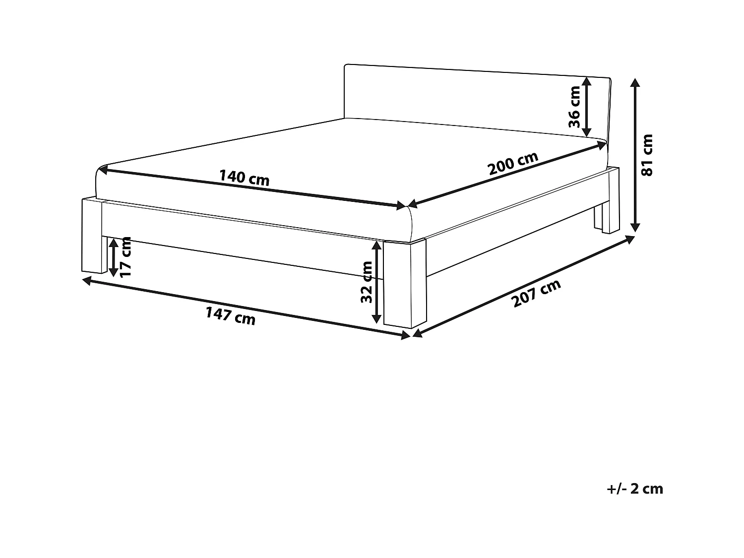 Bed Dennenhout ROYAN 140 x 200 cm Lichtbruin