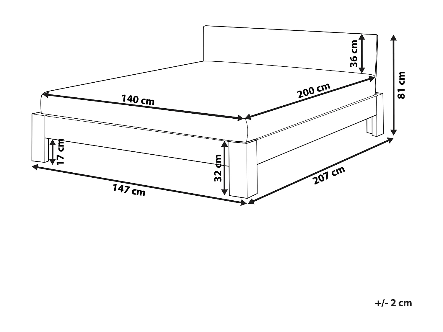 Bed Dennenhout ROYAN 140 x 200 cm Lichtbruin