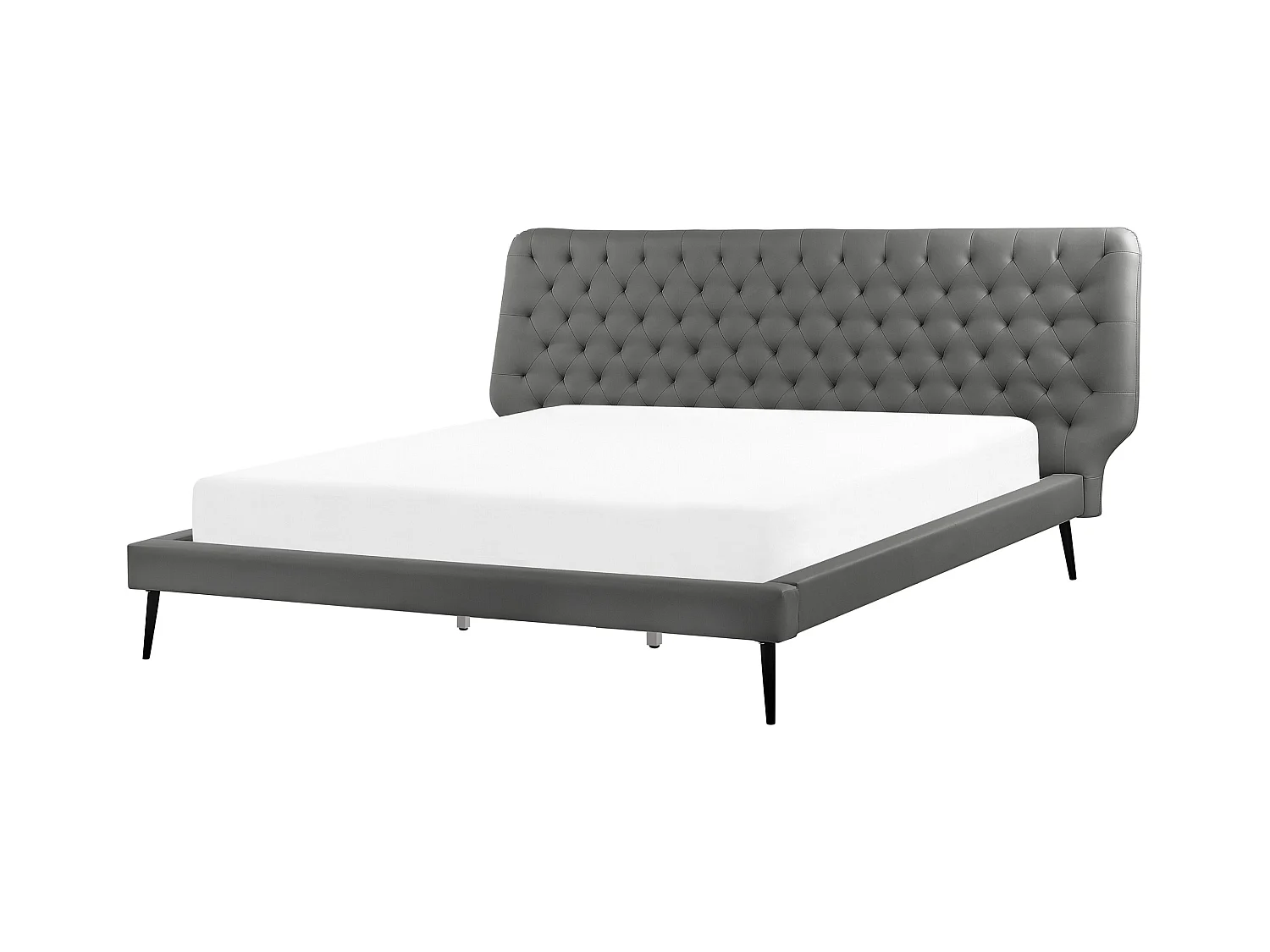 Lit avec sommier Cuir PU ESSONNE 160 x 200 cm Gris