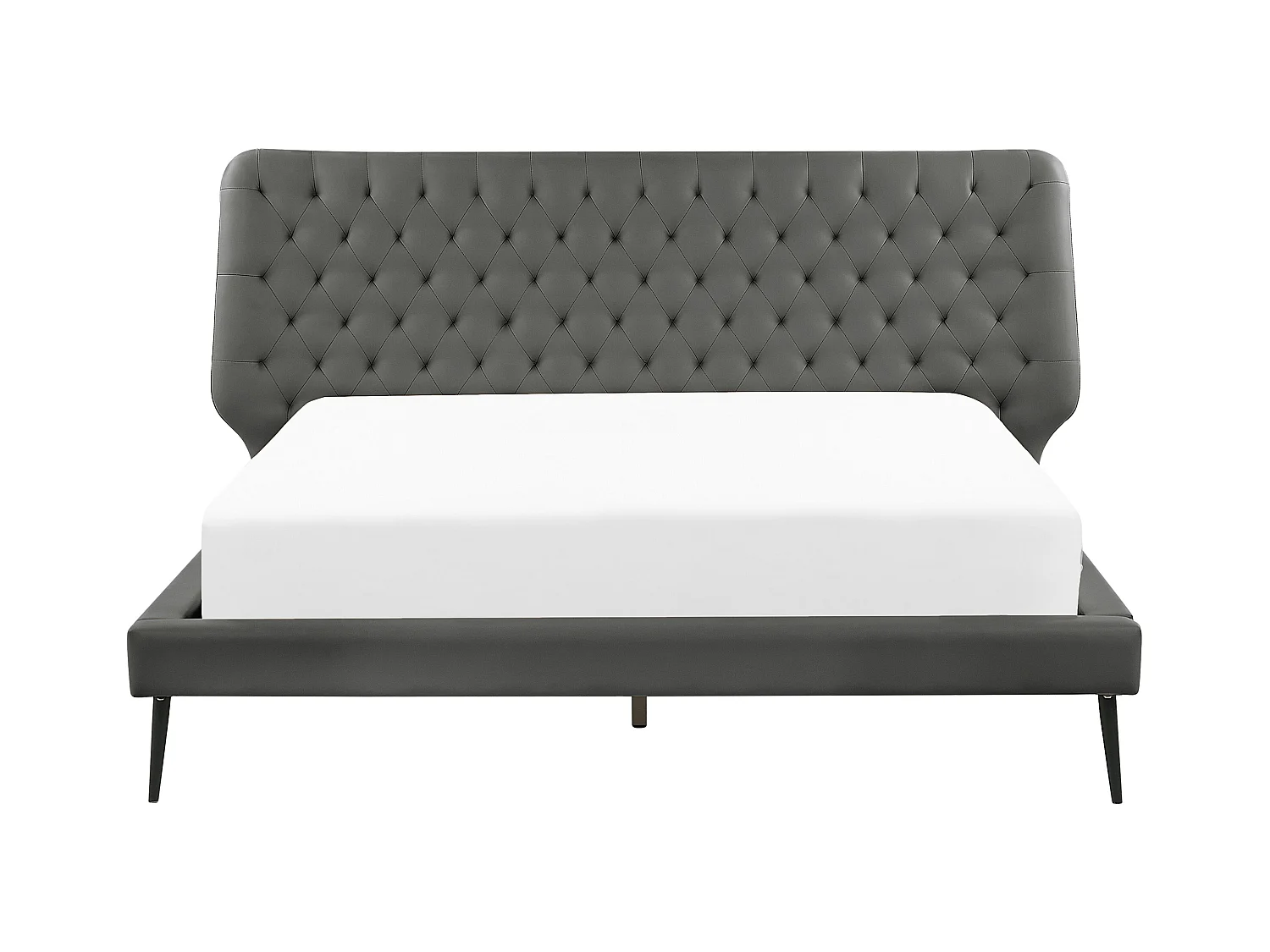 Lit avec sommier Cuir PU ESSONNE 160 x 200 cm Gris