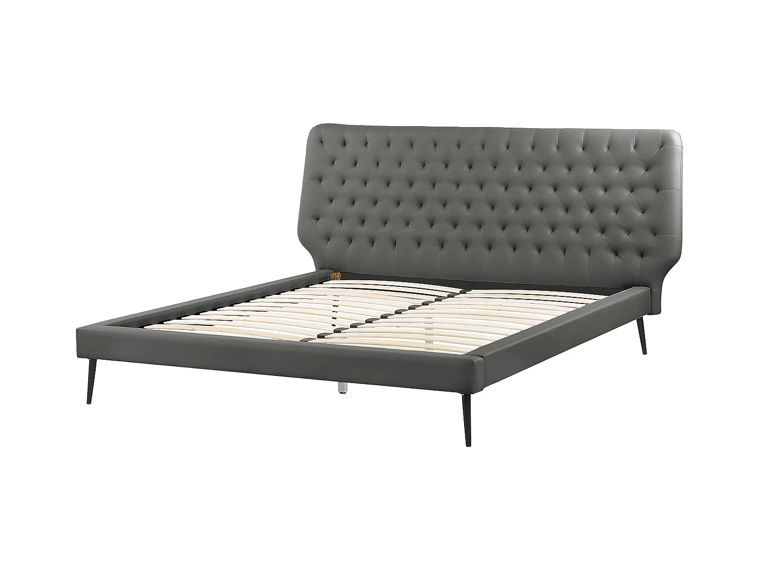 Lit avec sommier Cuir PU ESSONNE 160 x 200 cm Gris