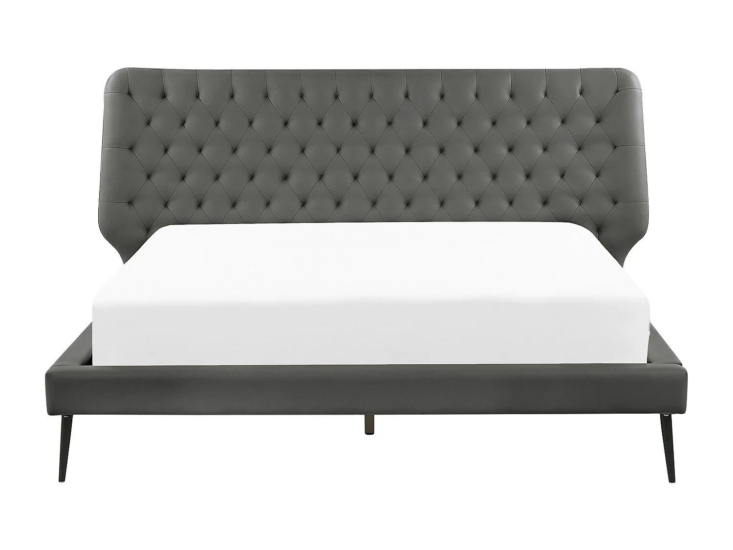 Lit avec sommier Cuir PU ESSONNE 160 x 200 cm Gris