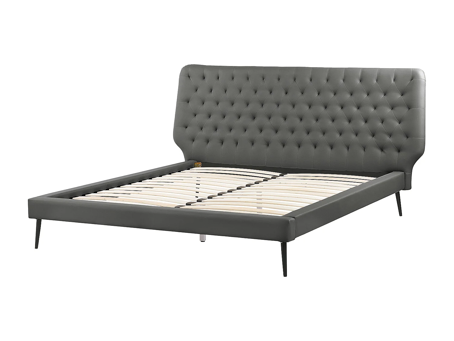 Lit avec sommier Cuir PU ESSONNE 160 x 200 cm Gris