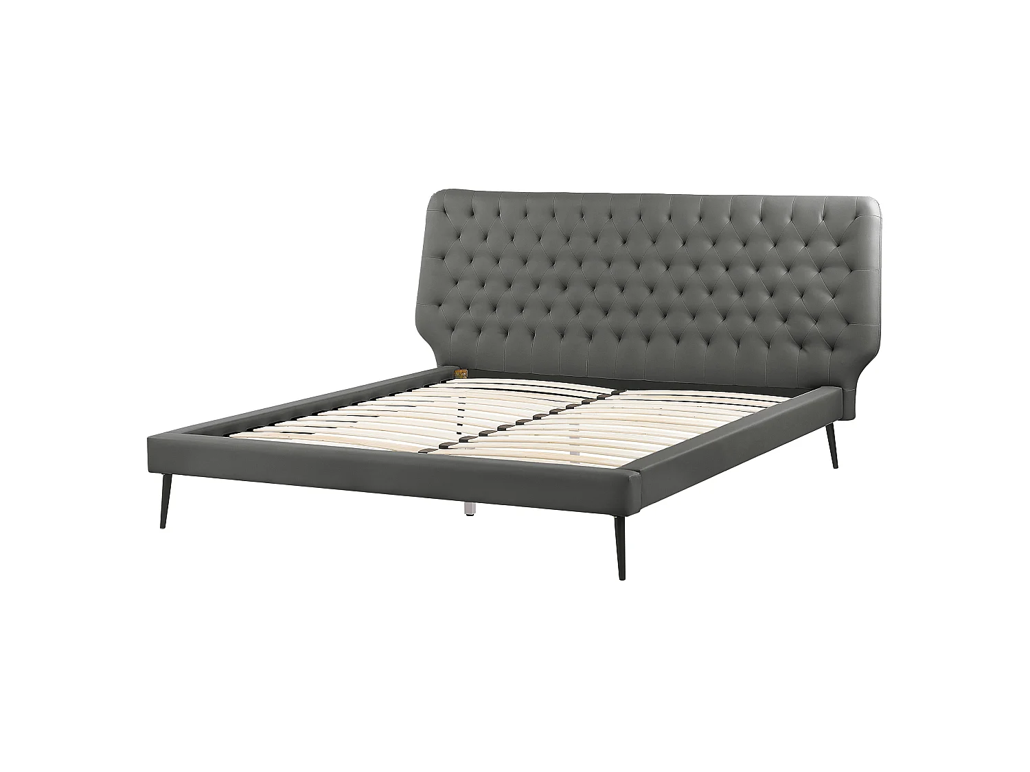 Bett mit Lattenrost Kunstleder ESSONNE 160 x 200 cm Grau