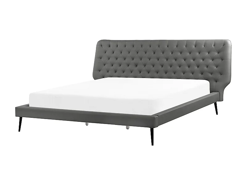 Lit avec sommier Cuir PU ESSONNE 160 x 200 cm Gris