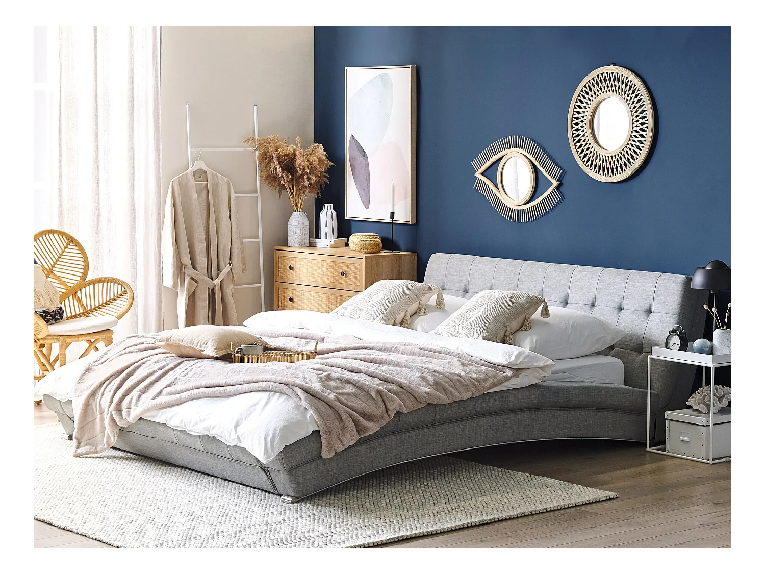 Lit avec sommier Tissu LILLE 160 x 200 cm Gris