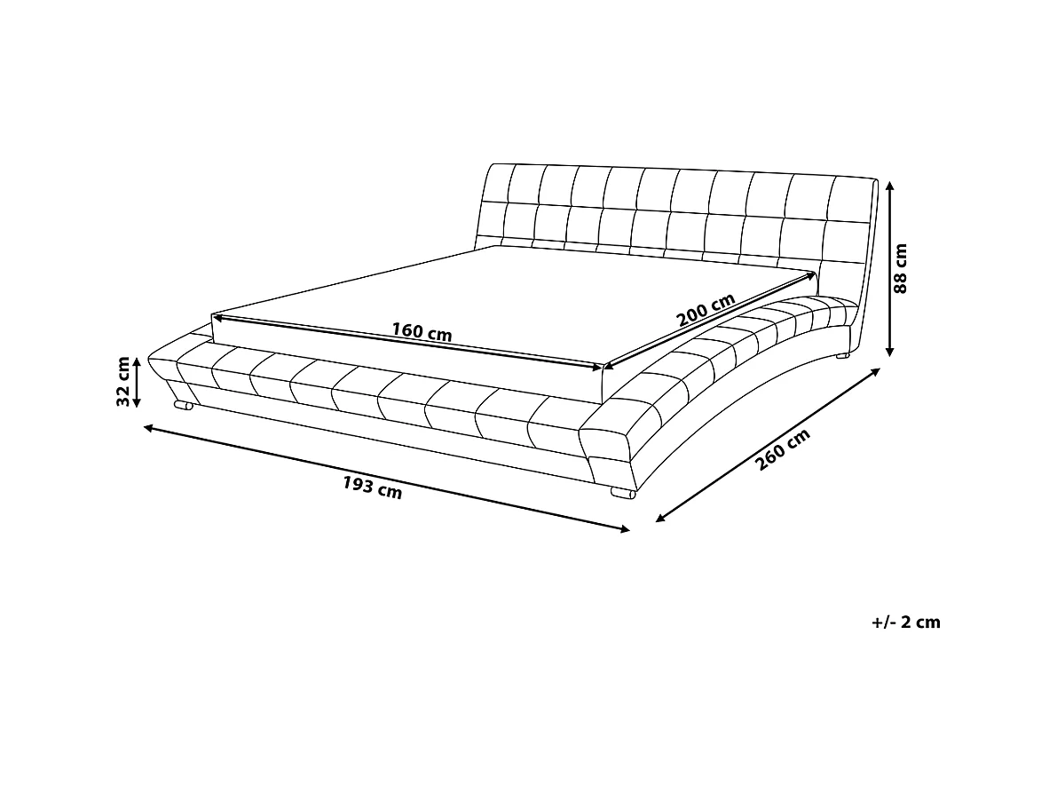 Lit avec sommier Tissu LILLE 160 x 200 cm Gris