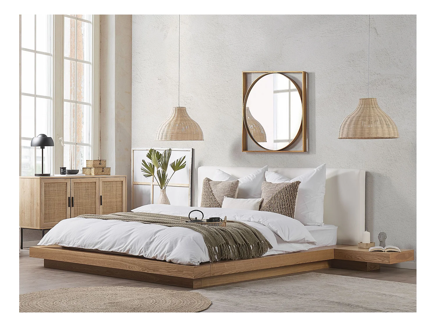 Lit avec sommier ZEN 160 x 200 cm Frêne naturel