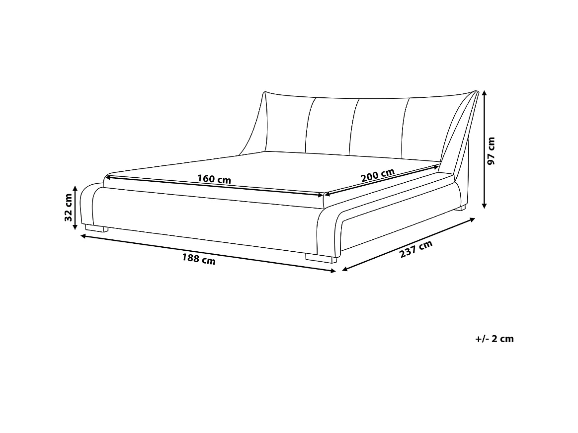 Bed Stof NANTES 160 x 200 cm Lichtgrijs