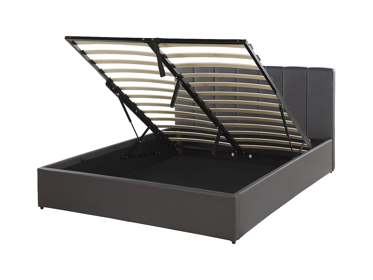 Lit ottoman Cuir PU DREUX 140 x 200 cm Gris foncé