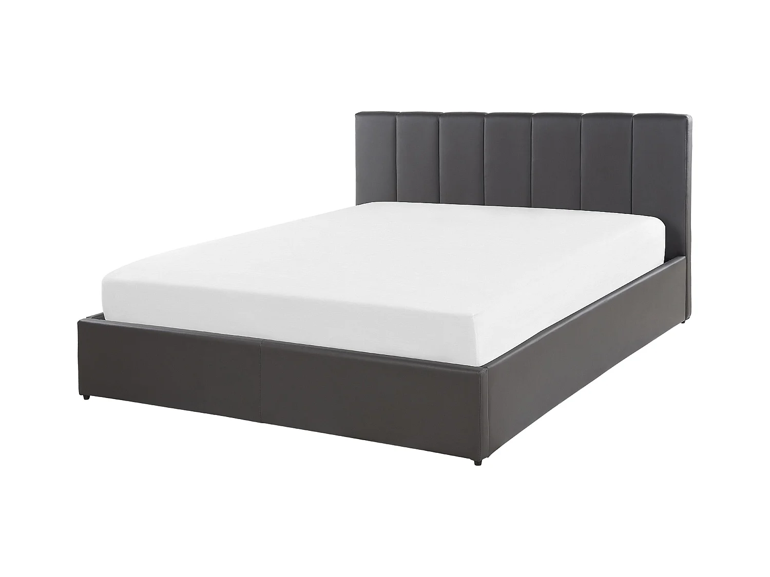 Lit ottoman Cuir PU DREUX 140 x 200 cm Gris foncé